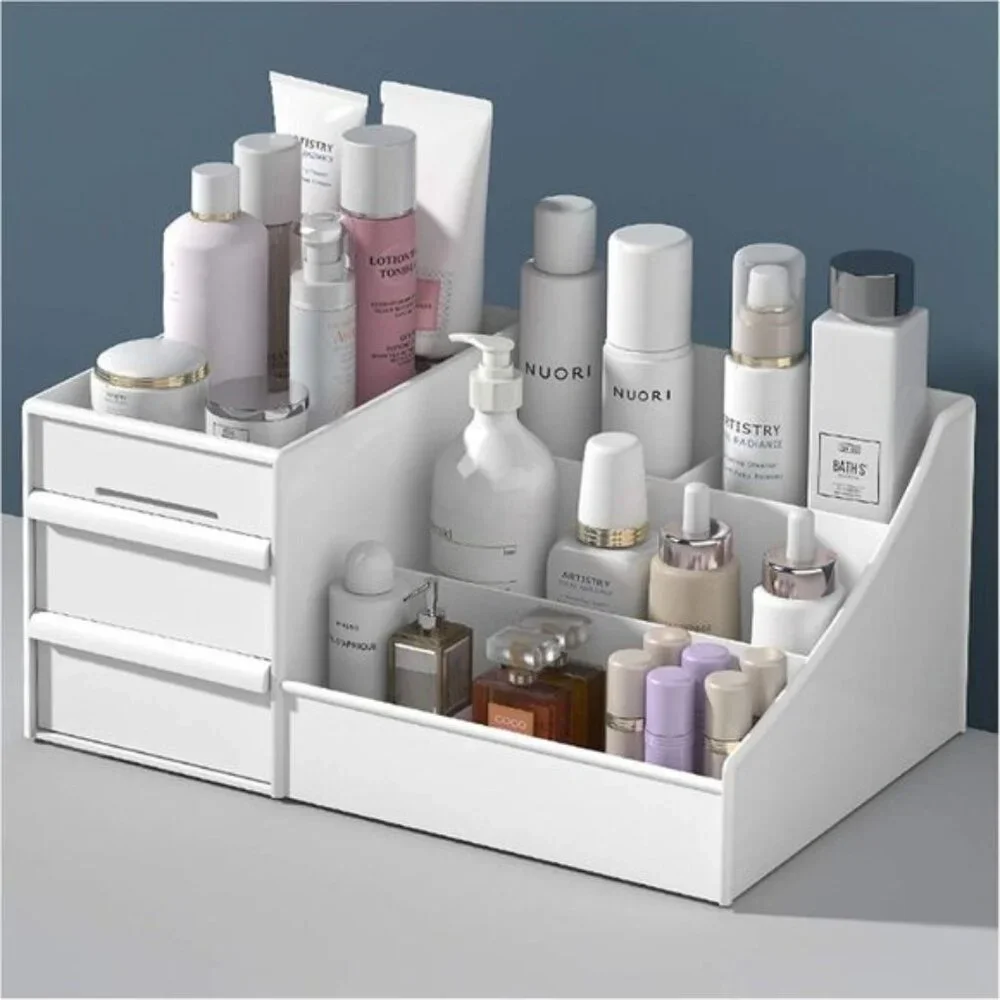 New Large White Makeup Storage Box, Cosmetic & Jewelry Organizer for Vanity